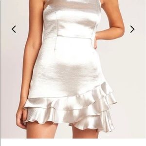 BB DAKOTA Flawless Silver Satin mini dress